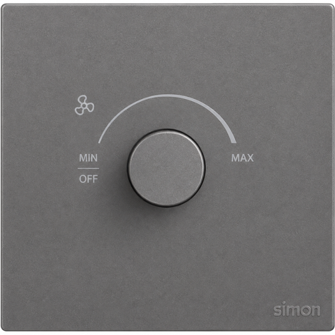 Bộ chiết áp điều khiển quạt chuẩn vuông màu xám Simon S6 58E201-61