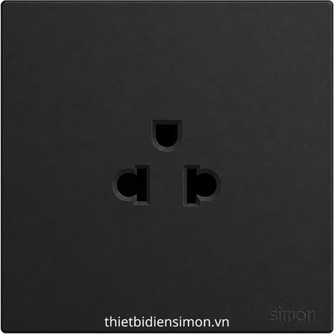 Bộ ổ cắm đơn 3 chấu Âu - Mỹ 16A chuẩn vuông màu black Simon S6 581087-26