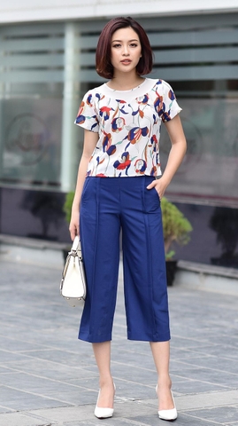 Quần công sở ống rộng tím than