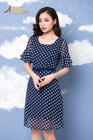 Mua 2023 New Girl Dress Váy liền khâu chấm bi váy chữ A ngắn tay cỡ lớn  chít eo dáng dài vừa tôn dáng phong cách Hàn Quốc mẫu mới mùa hè