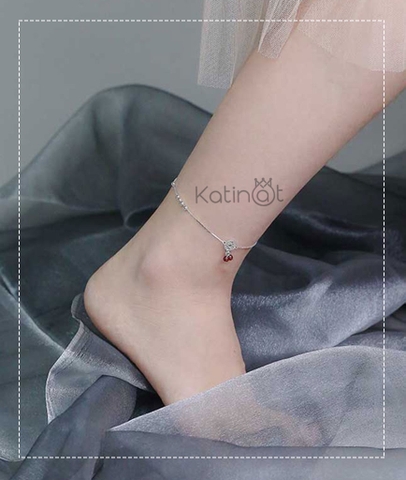 Lắc chân bạc kèm bi tròn