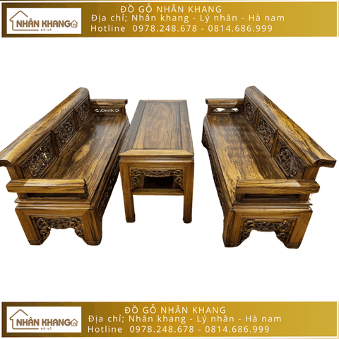 Bộ Trường Kỷ Gỗ Gụ Ta Chân Vén Chỉ