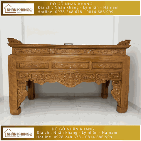 Bàn Thờ Đục Mẫu Như Ý 117x217 Gõ Đỏ