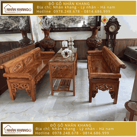 Bộ Trường Kỷ Gỗ Hương Đá 9 Chỉ 197