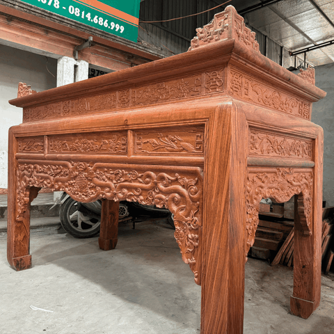 Bàn Thờ Gỗ Gụ Đục Mẫu Như Ý 97x197 cm