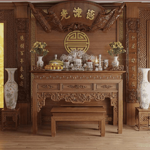 Bộ Hoành Phi Câu Đối Gỗ