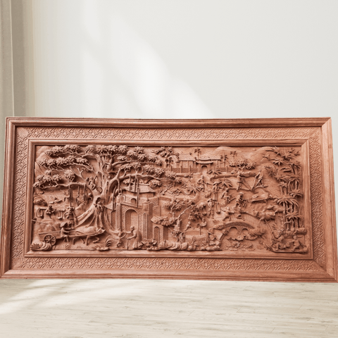 Bộ Tranh Đồng Quê Gỗ Gụ Lào