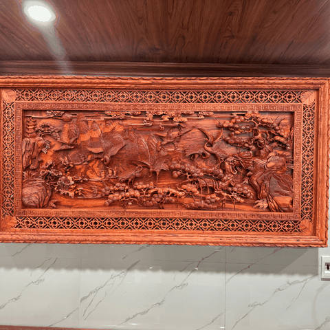 Tranh Gỗ Tùng Hạc (Tùng Hạc Diên Niên)