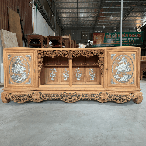 Tủ Chè Cánh Cong Gỗ Gụ Lào