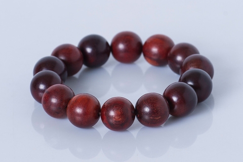 vòng tay gỗ tử đàn lá to  16mm-14 hạt