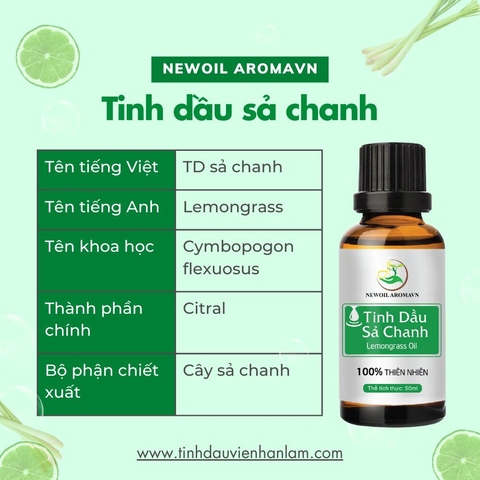 Tinh dầu Sả Chanh nguyên chất Newoil Aromavn - Lemongrass oil