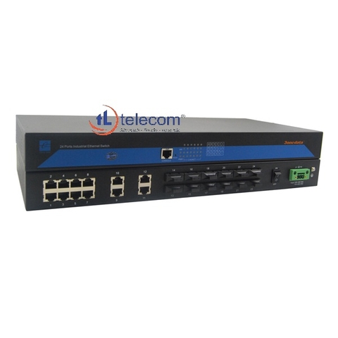 Switch công nghiệp 12 cổng Ethernet + 12 cổng quang Single-mode Rackmount