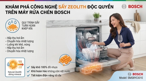 Công nghệ sấy Zeolith trên máy rửa chén Bosch