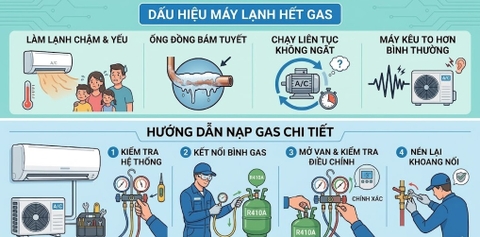 Dấu hiệu máy lạnh hết gas và hướng dẫn cách nạp gas chi tiết
