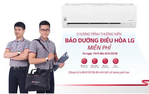 MIỄN PHÍ BẢO DƯỠNG ĐIỀU HÒA LG 2018 - Chương trình của Hãng LG
