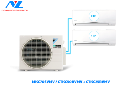 Combo Daikin Multi S inverter 3.0HP MKC70SVMV / CTKC25RVMV + CTKC50SVMV - Gas R32  Thái Lan