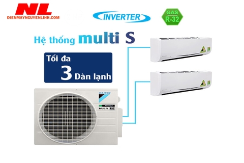 Hệ thống điều hòa Daikin multi S Inverter 2.0HP - 1 dàn nóng 2 dàn lạnh (1.0 + 1.5 Hp)