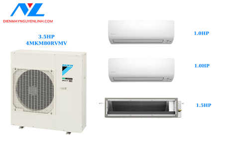 Combo Multi NX Daikin 4MKM80RVMV + 2 x CTKM25RVMV + Dàn Lạnh Giấu Trần Nối Gió 1.5HP CDXP35RVMV – Giải Pháp Điều Hòa Đa Vùng