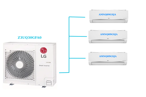 Combo Multi LG Inverter 3.0HP Z3UQ30GFA0 - Kết hợp 3 lạnh treo tường AMNQ09GSJA