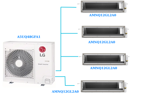 Combo Multi LG 1 Dàn Nóng 5 Hp + 4 Dàn Lạnh Âm Trần Nối Ống Gió