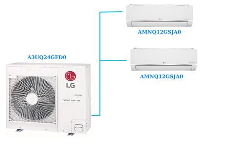 Combo Multi LG 1 Dàn Nóng 2.5Hp + 2 Dàn Lạnh Treo Tường 1.5 Hp