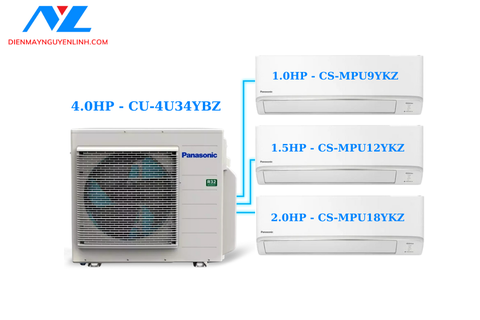 Combo Multi Panasonic Inverter 4.0 HP CU-4U34YBZ / CS-MPU9YKZ + CS-MPU12YKZ CS-MPU18YKZ