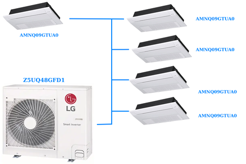 Combo Multi LG Inverter 5.0 HP Z5UQ48GFD1 / AMNQ09GTUA0 + AMNQ09GTUA0  + AMNQ09GTUA0  + AMNQ09GTUA0 + AMNQ09GTUA0