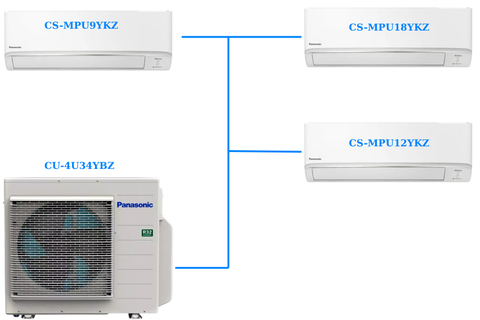 Combo Multi Panasonic Inverter 1 Dàn Nóng 4 Hp + 3 Dàn Lạnh Treo Tường 1 Hp-1.5 Hp-2 Hp