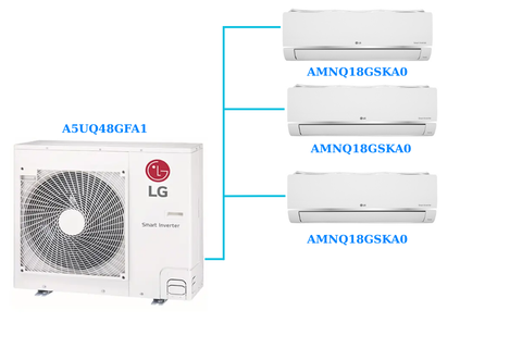 Combo Multi LG 1 Dàn Nóng 5.0Hp + 3 Dàn Lạnh Treo Tường 2 Hp