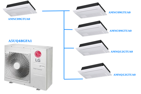 Combo Multi LG 1 Dàn Nóng 5 Hp + 3 Dàn Lạnh Âm Trần 1 Hướng Thổi
