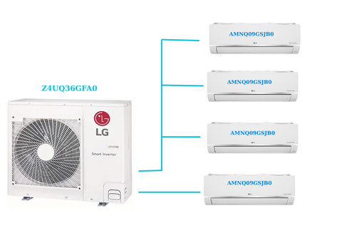 Combo Multi LG Inverter 4 Dàn Lạnh 4 HP Z4UQ36GFA0+ AMNQ09GSJB0