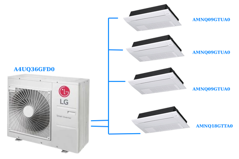 Combo Multi LG 1 Dàn nóng 4 Hp + 4 Dàn lạn 1 hướng thổi