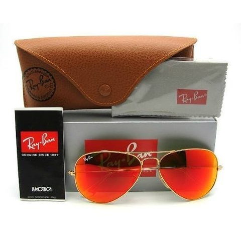Mắt kính Ray-Ban AVIATOR LUXOTTICA ORANGE MIRROR GOLD FRAME RB3025//112-69 MADE IN ITALY