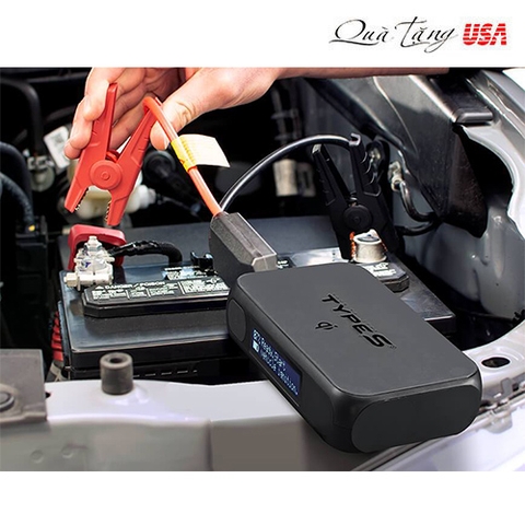 Bộ kích nguồn xe hơi types 12v jump starter 8000 mah có sạc không dây