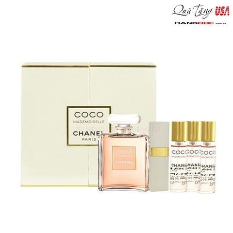 Dầu thơm nữ Coco Mademoiselle Chanel Eau de Parfum Spray 50ml & Refillable Eau de Parfum Purse Spray 7.5ml & 3 x 7.5ml Refills