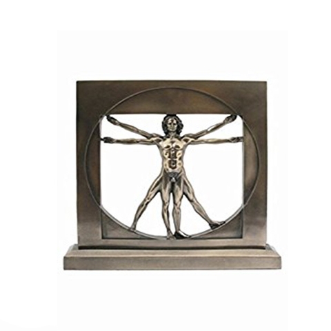 Vitruvian Man By Leonardo Da Vinci Male Nude Figure Bronze Powder Cast Statue 8-1/2 Inch