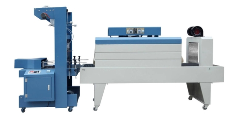 Máy cắt dán màng co tự động, máy đóng lốc chai BSE-5040A + QSJ5040A