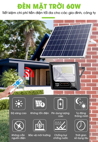 Đèn pha năng lượng mặt trời 60W chỉ 680.000