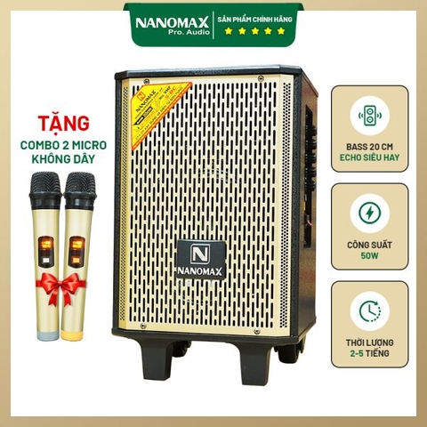 LOA KARAOKE MINI NANOMAX S-8C BASS 20CM BLUETOOTH