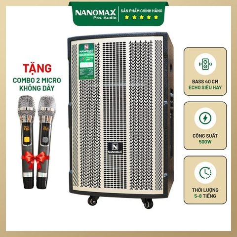 LOA KÉO NANOMAX S-15D1 BASS 40CM 500W KARAOKE BLUETOOTH