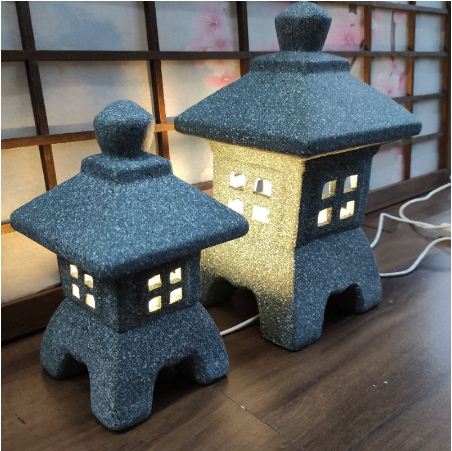 [HOẢ TỐC HCM] Đèn vườn Nhật gốm giả đá 19cm/26cm(Tặng đèn)sản phẩm chỉ ship hoả tốc nội thành