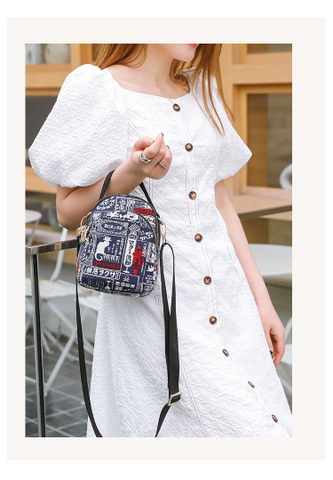 Túi đeo hoạ tiết Nhật xinh xắn vải bố in hình