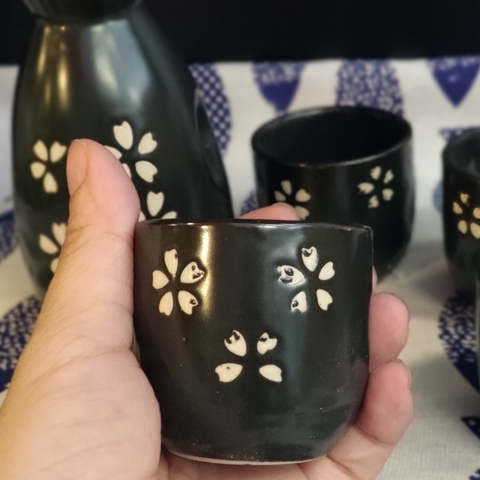 Bộ sake gốm sứ 1 bình 4 ly