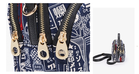 Túi đeo hoạ tiết Nhật xinh xắn vải bố in hình