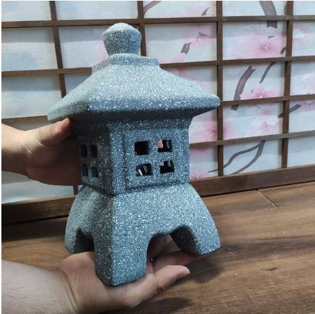 [HOẢ TỐC HCM] Đèn vườn Nhật gốm giả đá 19cm/26cm(Tặng đèn)sản phẩm chỉ ship hoả tốc nội thành