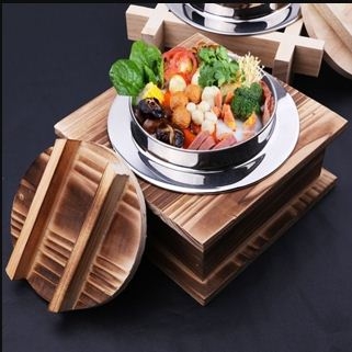 Phần ăn lẩu mì udon 1 người chuyên dùng Nhật thố gỗ tự nhiên