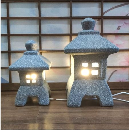 [HOẢ TỐC HCM] Đèn vườn Nhật gốm giả đá 19cm/26cm(Tặng đèn)sản phẩm chỉ ship hoả tốc nội thành