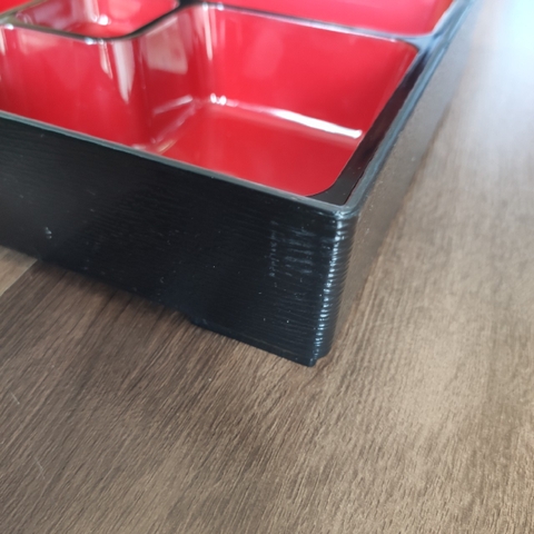 Bento nhà hàng Nhật nắp vân gỗ 5 ngăn 27x21