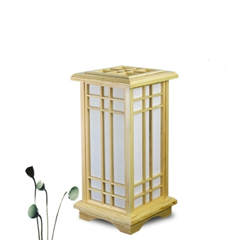 Trụ đèn đứng khung gỗ phong cách Nhật cao 45cm