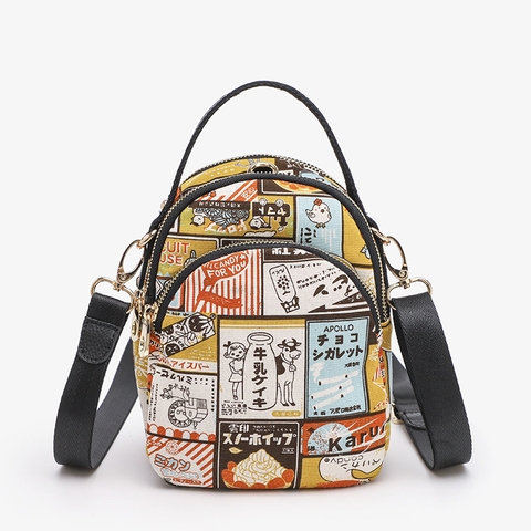 Túi đeo hoạ tiết Nhật xinh xắn vải bố in hình